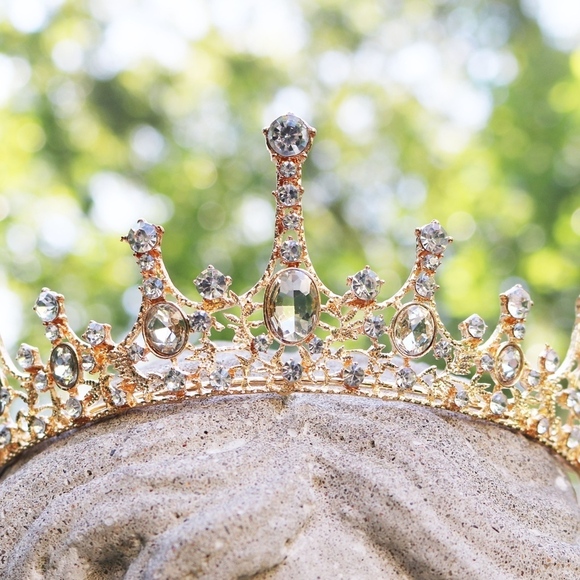 ⚜️ IMPERIAL BEJEWELED CLEAR CRYSTAL GOLD CROWN main image 10